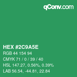 Color code: HEX #2C9A5E | qconv.com