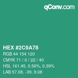 Color code: HEX #2C9A78 | qconv.com