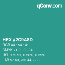 Color code: HEX #2C9A8D | qconv.com