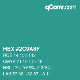 Color code: HEX #2C9A8F | qconv.com