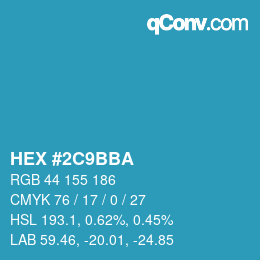 Color code: HEX #2C9BBA | qconv.com