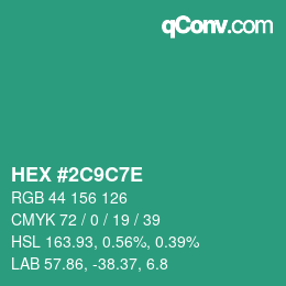 Color code: HEX #2C9C7E | qconv.com