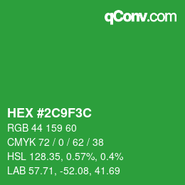 Color code: HEX #2C9F3C | qconv.com