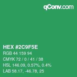カラーコード: HEX #2C9F5E | qconv.com