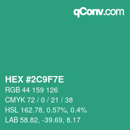 Color code: HEX #2C9F7E | qconv.com