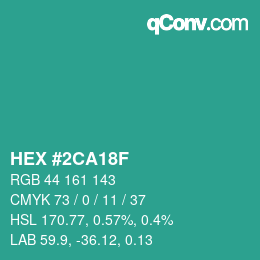Color code: HEX #2CA18F | qconv.com