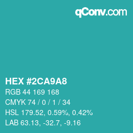 Color code: HEX #2CA9A8 | qconv.com