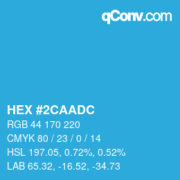 Color code: HEX #2CAADC | qconv.com