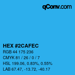 Color code: HEX #2CAFEC | qconv.com