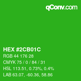 Color code: HEX #2CB01C | qconv.com