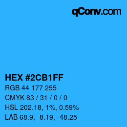 Color code: HEX #2CB1FF | qconv.com