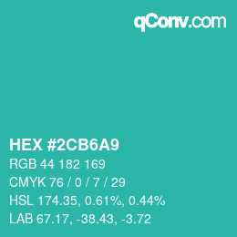 Color code: HEX #2CB6A9 | qconv.com