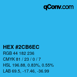 Color code: HEX #2CB6EC | qconv.com