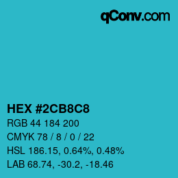 Color code: HEX #2CB8C8 | qconv.com