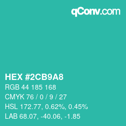 Color code: HEX #2CB9A8 | qconv.com