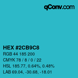 Color code: HEX #2CB9C8 | qconv.com