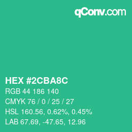 Color code: HEX #2CBA8C | qconv.com