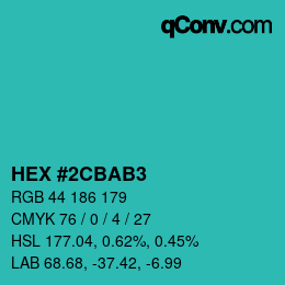 Color code: HEX #2CBAB3 | qconv.com