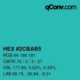 Color code: HEX #2CBAB5 | qconv.com