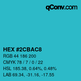 Color code: HEX #2CBAC8 | qconv.com