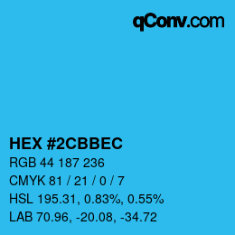 Color code: HEX #2CBBEC | qconv.com