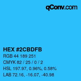 Color code: HEX #2CBDFB | qconv.com