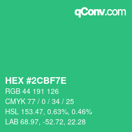 Color code: HEX #2CBF7E | qconv.com