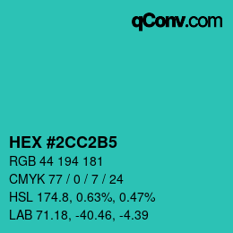 颜色代码: HEX #2CC2B5 | qconv.com