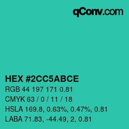 Farbcode: HEX #2CC5ABCE | qconv.com