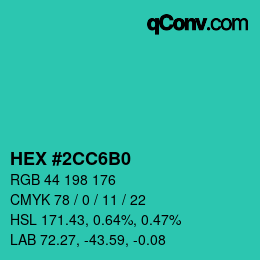 Color code: HEX #2CC6B0 | qconv.com