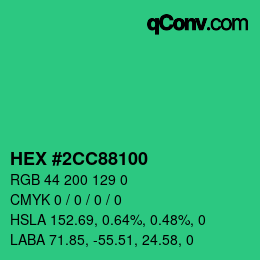 Farbcode: HEX #2CC88100 | qconv.com