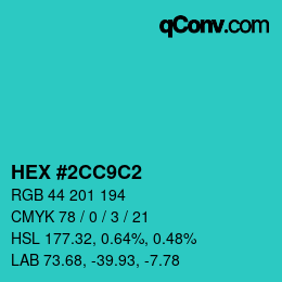 Color code: HEX #2CC9C2 | qconv.com