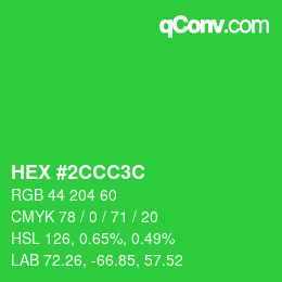 Farbcode: HEX #2CCC3C | qconv.com