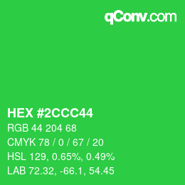 カラーコード: HEX #2CCC44 | qconv.com