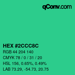 Color code: HEX #2CCC8C | qconv.com