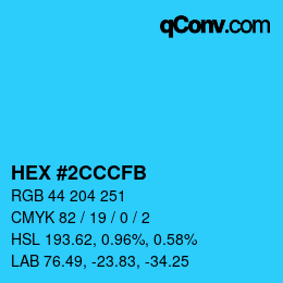 Color code: HEX #2CCCFB | qconv.com