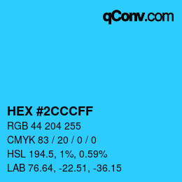 Color code: HEX #2CCCFF | qconv.com