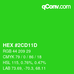 カラーコード: HEX #2CD11D | qconv.com