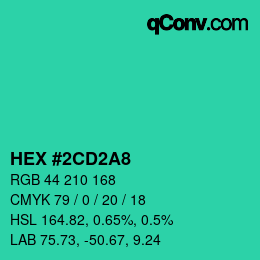 カラーコード: HEX #2CD2A8 | qconv.com