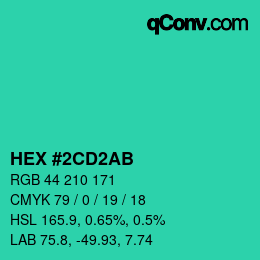 Color code: HEX #2CD2AB | qconv.com
