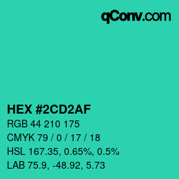 Color code: HEX #2CD2AF | qconv.com