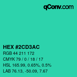 颜色代码: HEX #2CD3AC | qconv.com