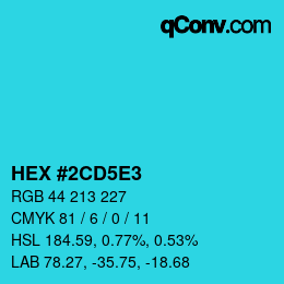 カラーコード: HEX #2CD5E3 | qconv.com