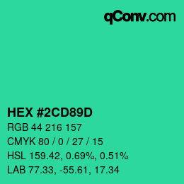 カラーコード: HEX #2CD89D | qconv.com