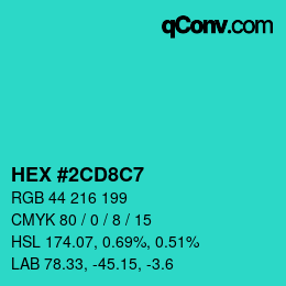 Color code: HEX #2CD8C7 | qconv.com