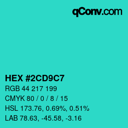 カラーコード: HEX #2CD9C7 | qconv.com