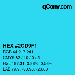 カラーコード: HEX #2CD9F1 | qconv.com