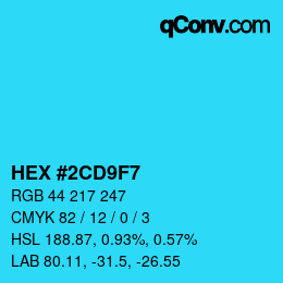 颜色代码: HEX #2CD9F7 | qconv.com