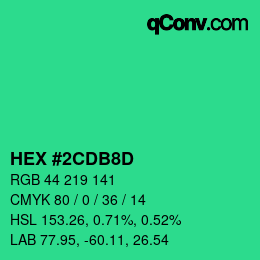 Color code: HEX #2CDB8D | qconv.com