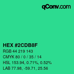 カラーコード: HEX #2CDB8F | qconv.com